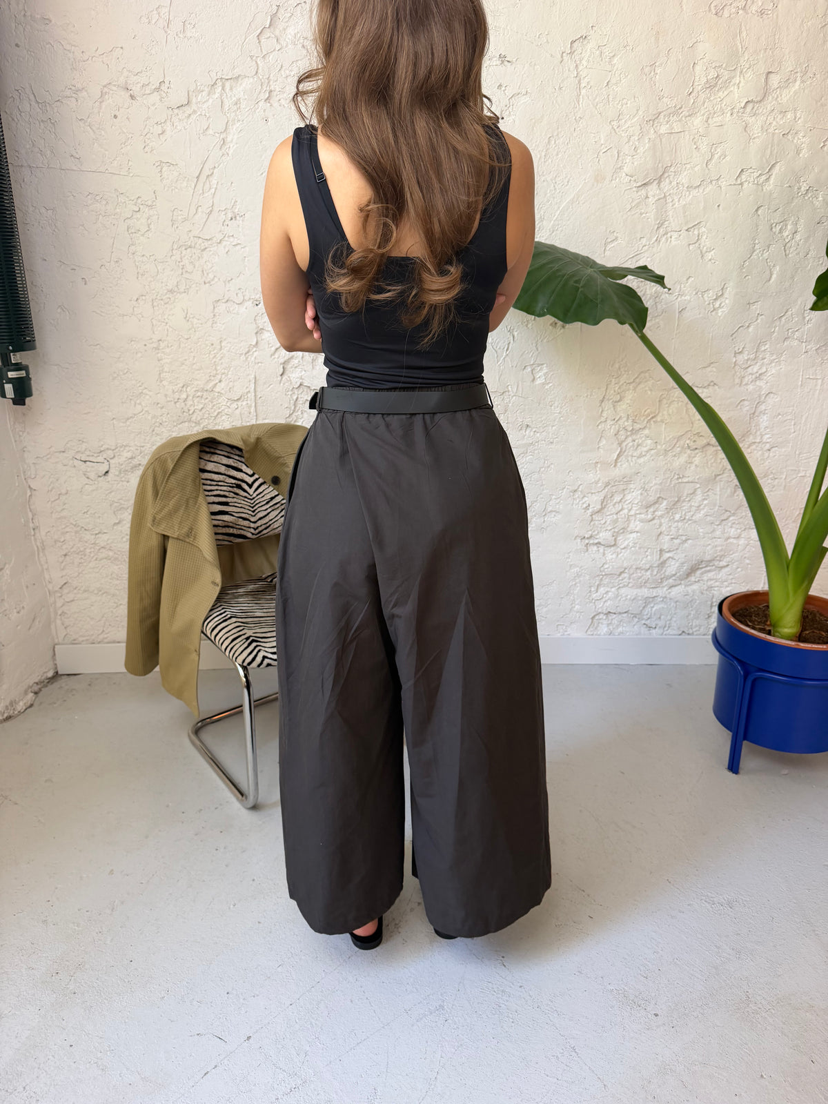 Jupe-culotte croisée - Marron foncé