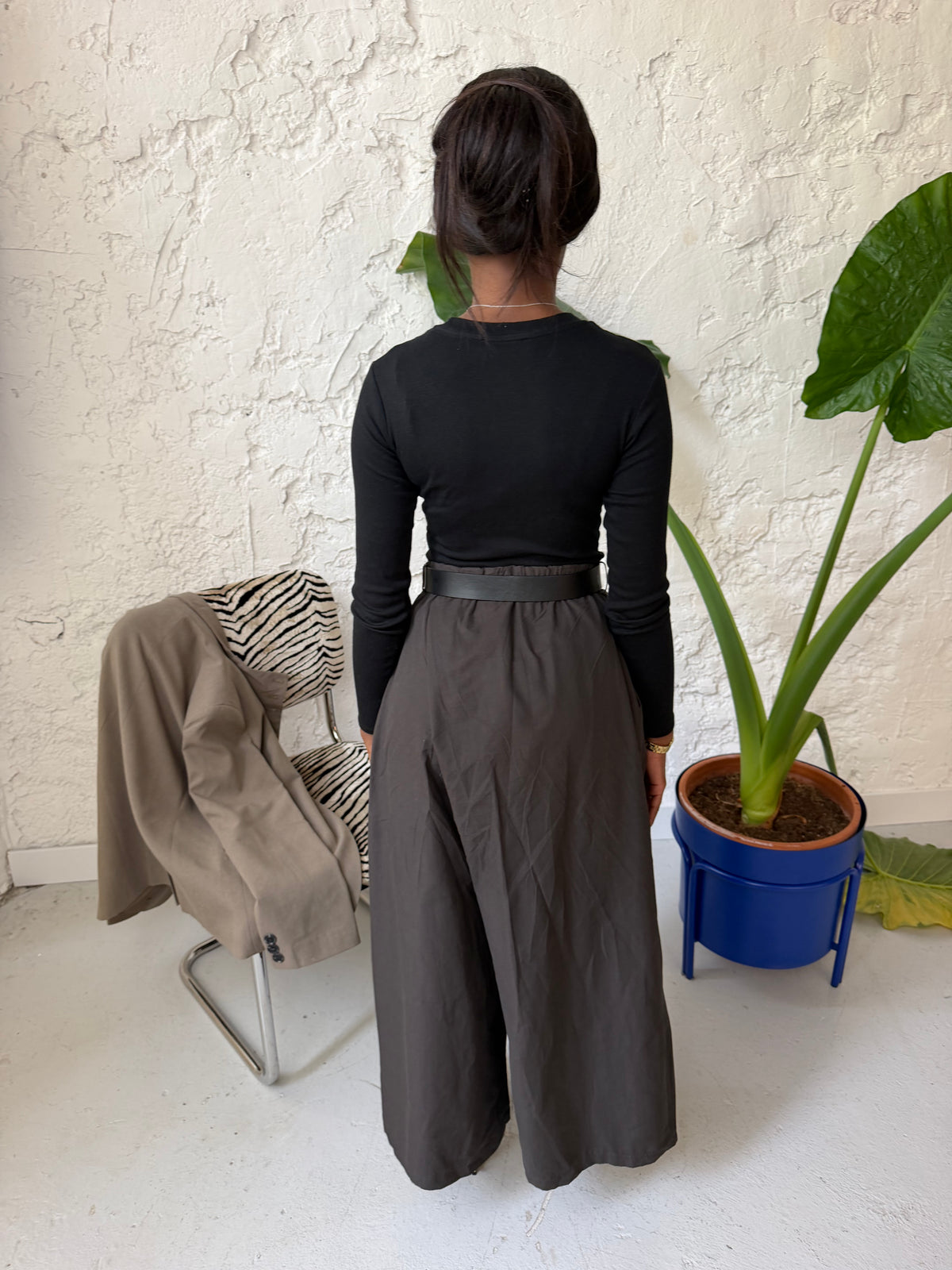 Jupe-culotte croisée - Marron foncé