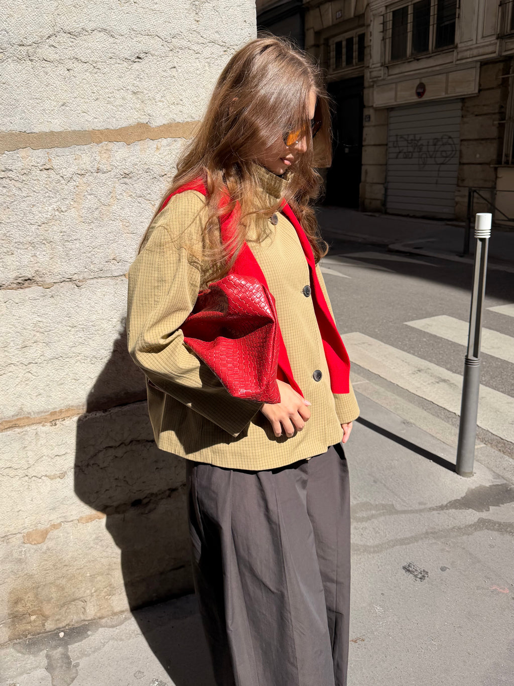 Trench à carreaux - Camel