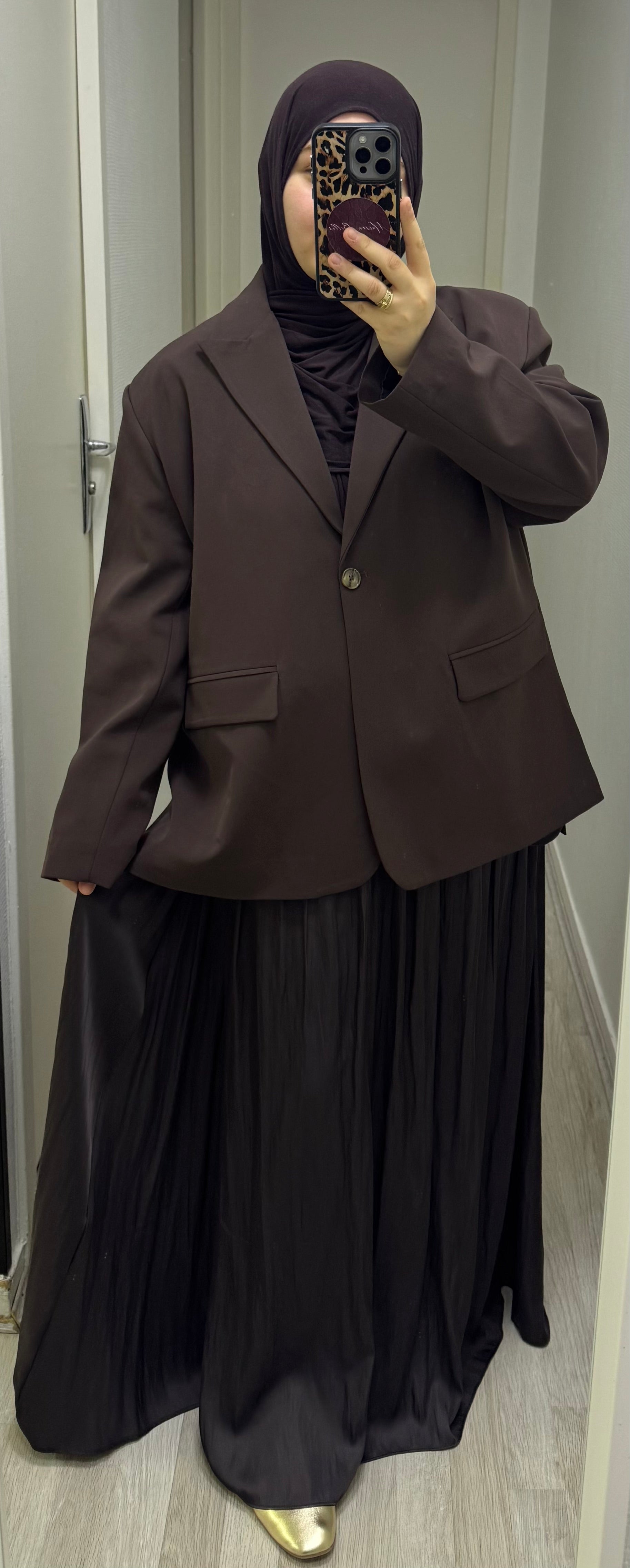 Jupe satinée AYSIMA MARRON