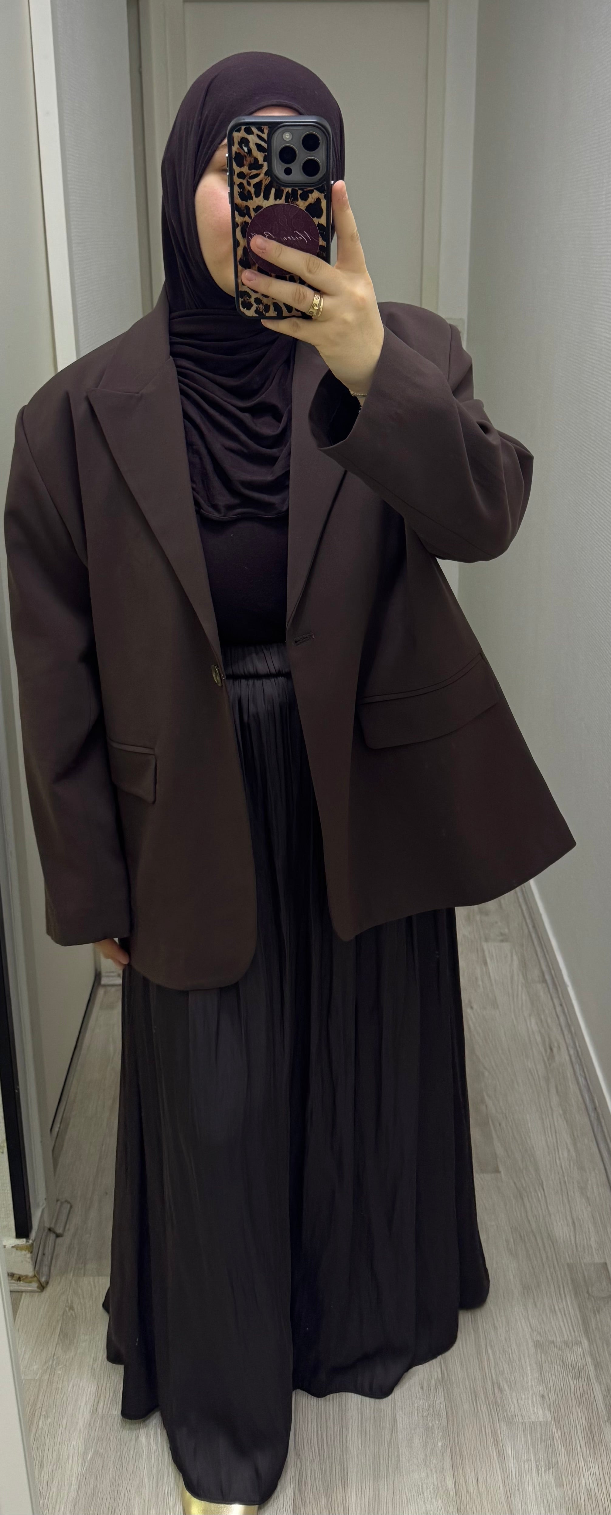 Jupe satinée AYSIMA MARRON